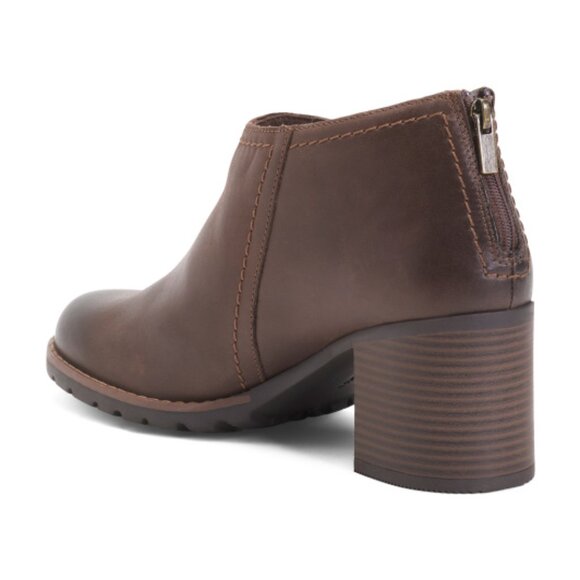 NEW CLARKS Leather Leda Step Heeled Booties Dark Brown for women 462mn - Picture 7 of 8